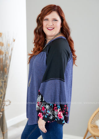 Brielle Top- NAVY/BLACK - LAST ONE FINAL SALE