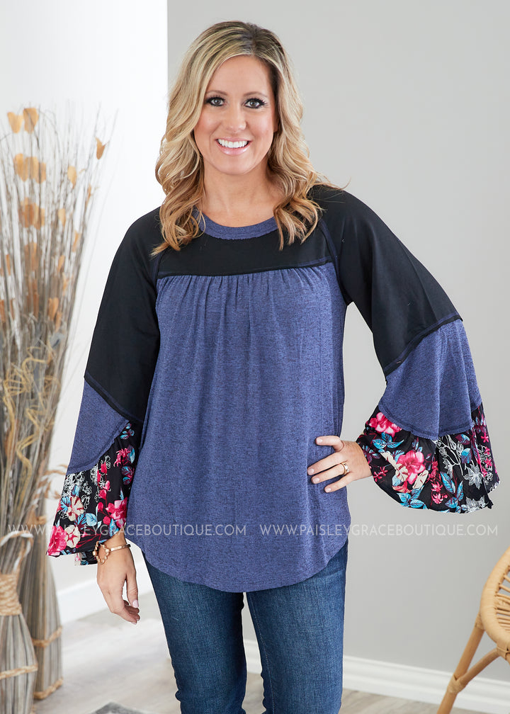 Brielle Top- NAVY/BLACK  - FINAL SALE