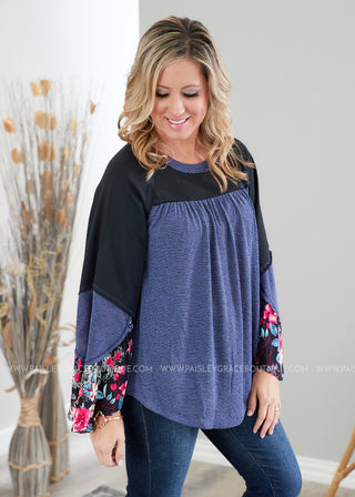 Brielle Top- NAVY/BLACK - LAST ONE FINAL SALE