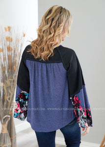 Brielle Top- NAVY/BLACK  - FINAL SALE