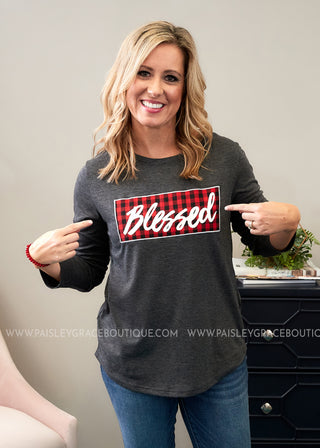 Blessed Buffalo Plaid Tee - FINAL SALE