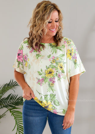 Floral Dawn Top - Ivory - FINAL SALE