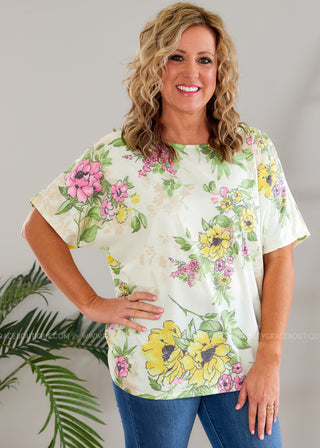 Floral Dawn Top - Ivory - FINAL SALE