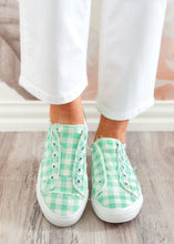 Load image into Gallery viewer, Babalu Sneaker - MINT GINGHAM  - FINAL SALE
