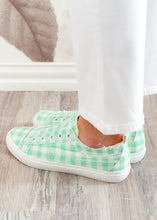 Load image into Gallery viewer, Babalu Sneaker - MINT GINGHAM  - FINAL SALE
