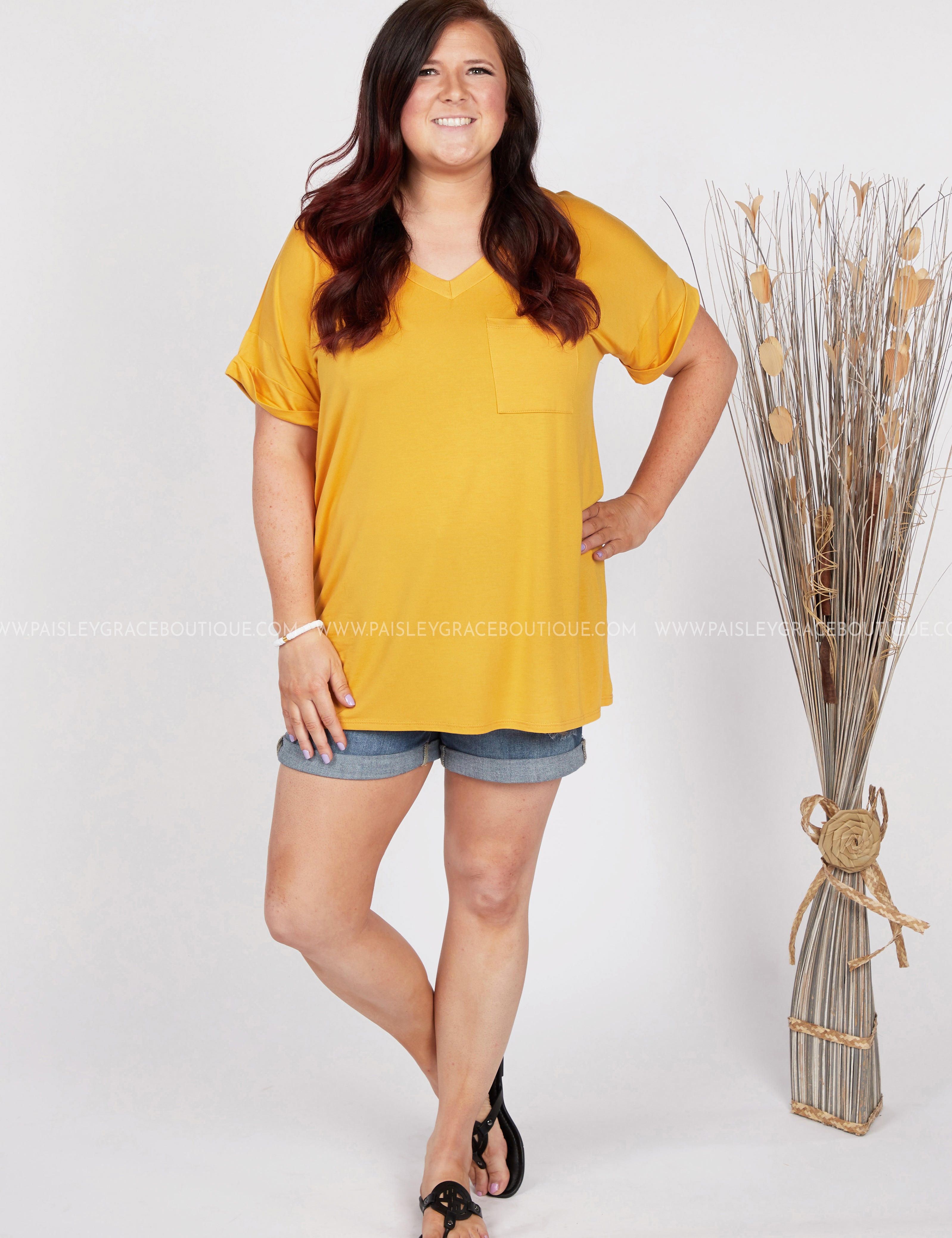 Basic Needs Tee- MUSTARD - LAST ONES FINAL SALE