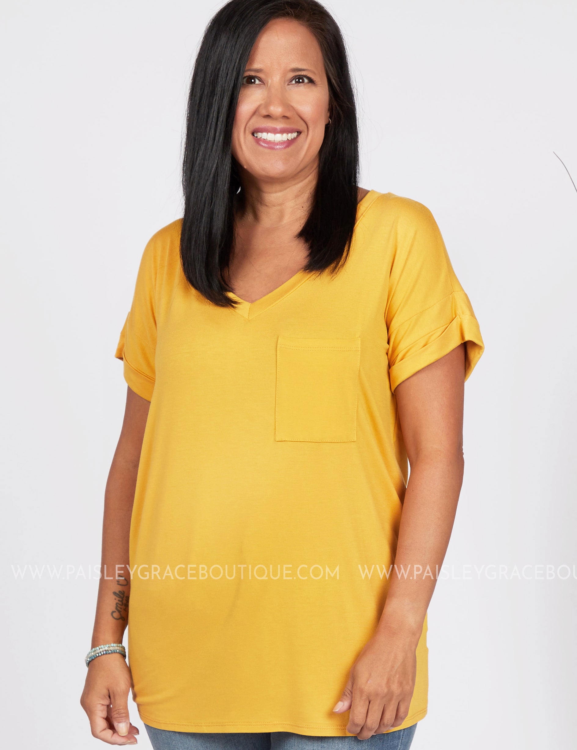 Basic Needs Tee- MUSTARD - LAST ONES FINAL SALE