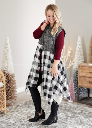 Uptown Flair Vest- B&W PLAID - LAST ONES FINAL SALE