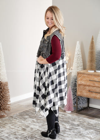 Uptown Flair Vest- B&W PLAID - LAST ONES FINAL SALE