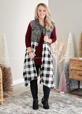 Uptown Flair Vest- B&W PLAID - LAST ONES FINAL SALE