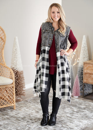 Uptown Flair Vest- B&W PLAID - LAST ONES FINAL SALE