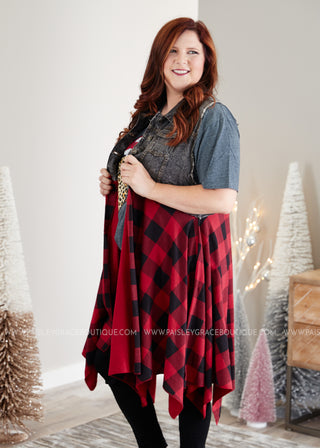 Uptown Flair Vest- RED PLAID - LAST ONES FINAL SALE