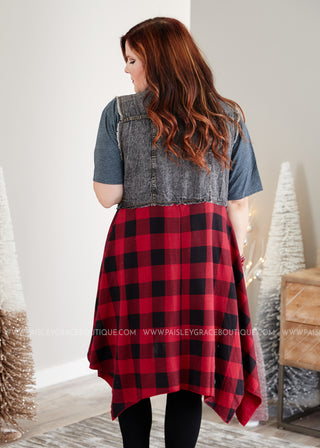 Uptown Flair Vest- RED PLAID - LAST ONES FINAL SALE