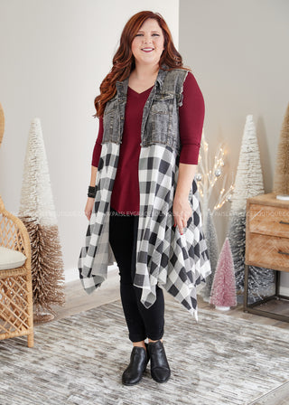 Uptown Flair Vest- B&W PLAID - LAST ONES FINAL SALE