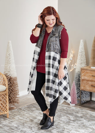 Uptown Flair Vest- B&W PLAID - LAST ONES FINAL SALE