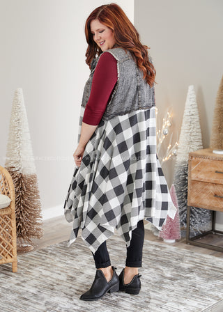 Uptown Flair Vest- B&W PLAID - LAST ONES FINAL SALE