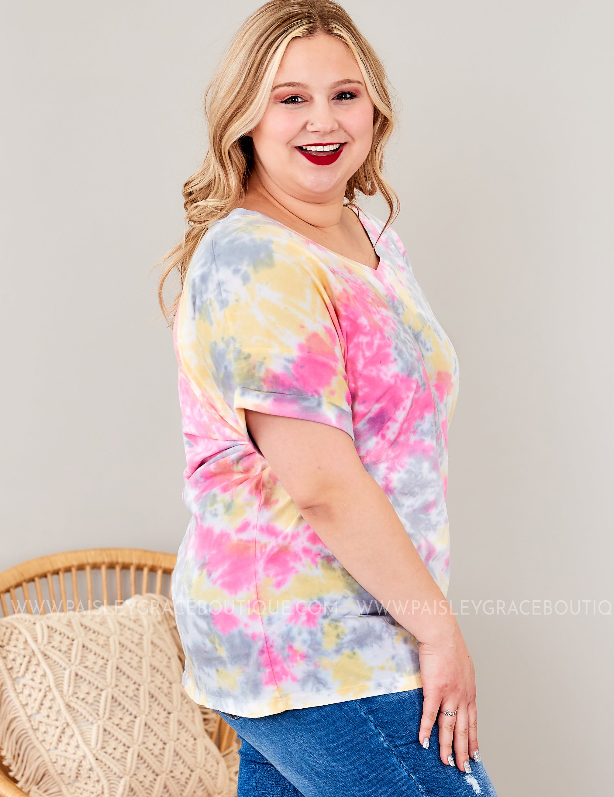 Everyday Tee- PINK/GREY TIE-DYE* LAST ONES FINAL SALE *