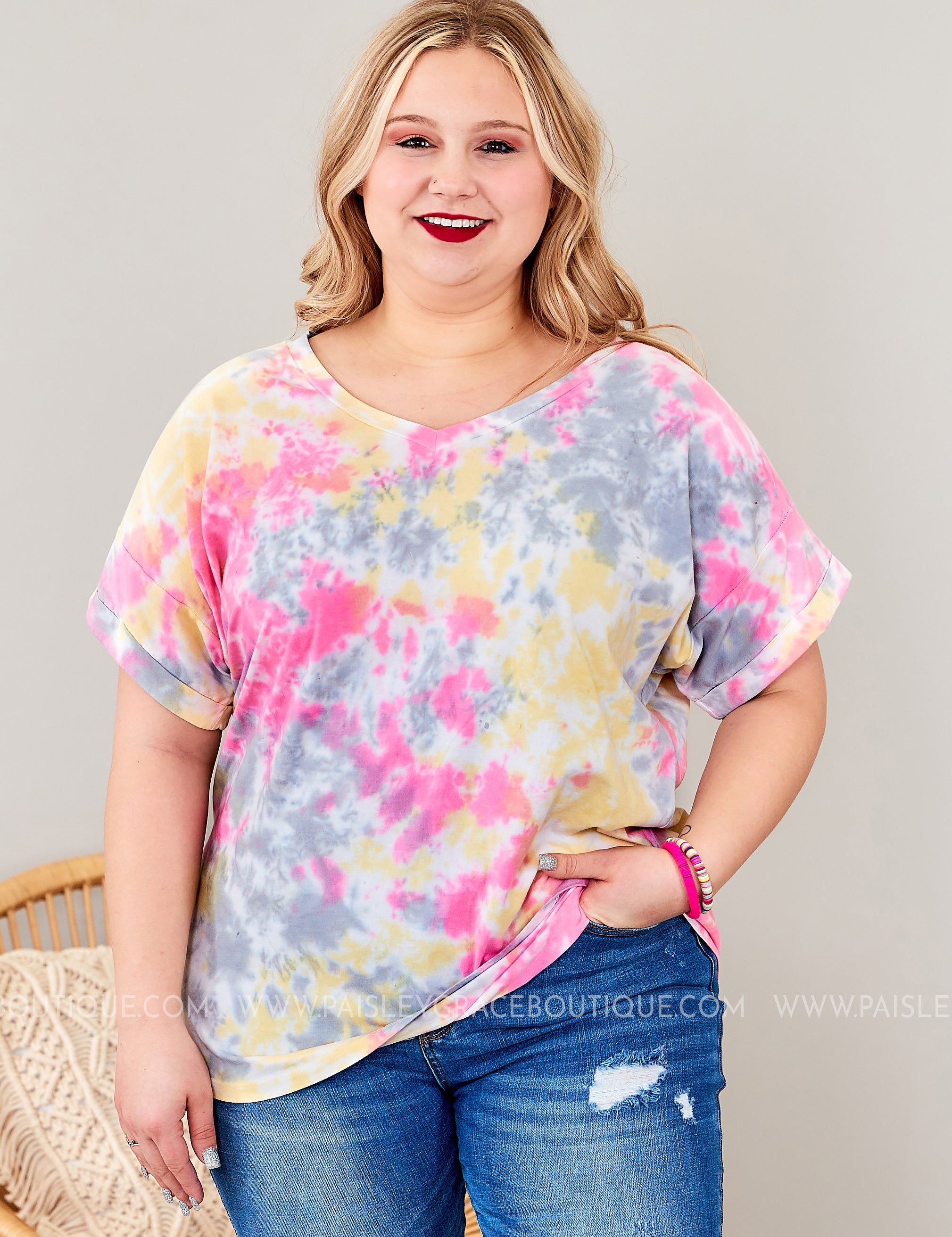 Everyday Tee- PINK/GREY TIE-DYE* LAST ONES FINAL SALE *