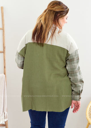 No More Waiting Shacket - Olive - FINAL SALE