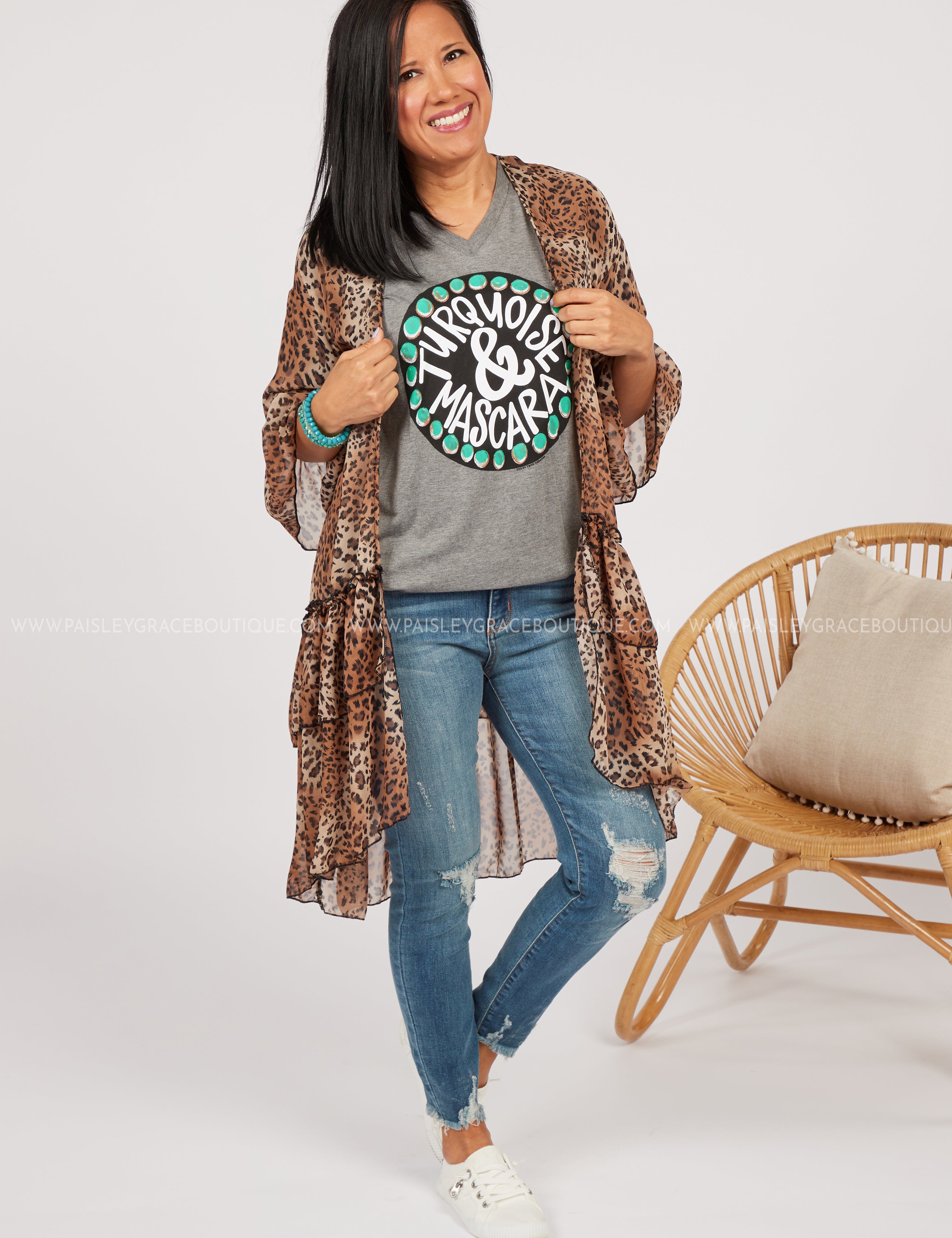 Turquoise and Mascara Tee - LAST ONES FINAL SALE