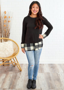 Night In The Cabin Top - Ivory/Black Plaid - FINAL SALE