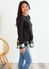 Load image into Gallery viewer, Night In The Cabin Top - Ivory/Black Plaid - FINAL SALE
