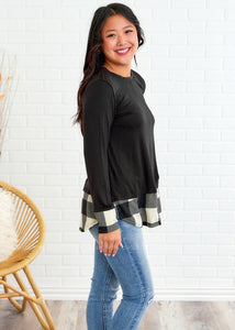 Night In The Cabin Top - Ivory/Black Plaid - FINAL SALE