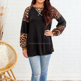 Wild and Free Top - Black/Leopard Print - LAST ONE FINAL SALE - LAST ONES FINAL SALE