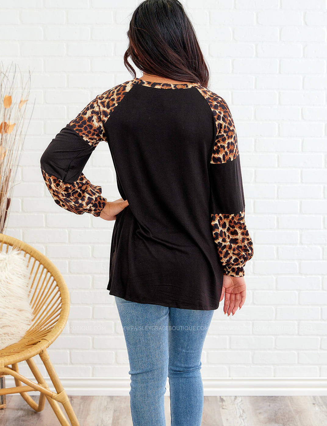 Wild and Free Top - Black/Leopard Print - LAST ONE FINAL SALE - LAST ONES FINAL SALE