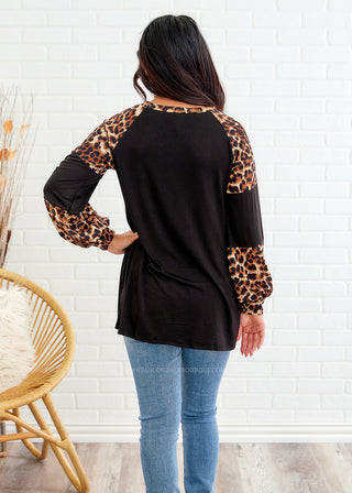 Wild and Free Top - Black/Leopard Print - LAST ONE FINAL SALE - LAST ONE FINAL SALE