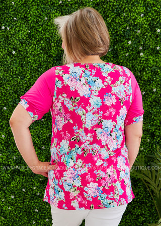 Faith in Floral Top - FUCHSIA  - FINAL SALE