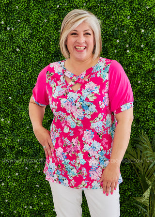 Faith in Floral Top - FUCHSIA  - FINAL SALE