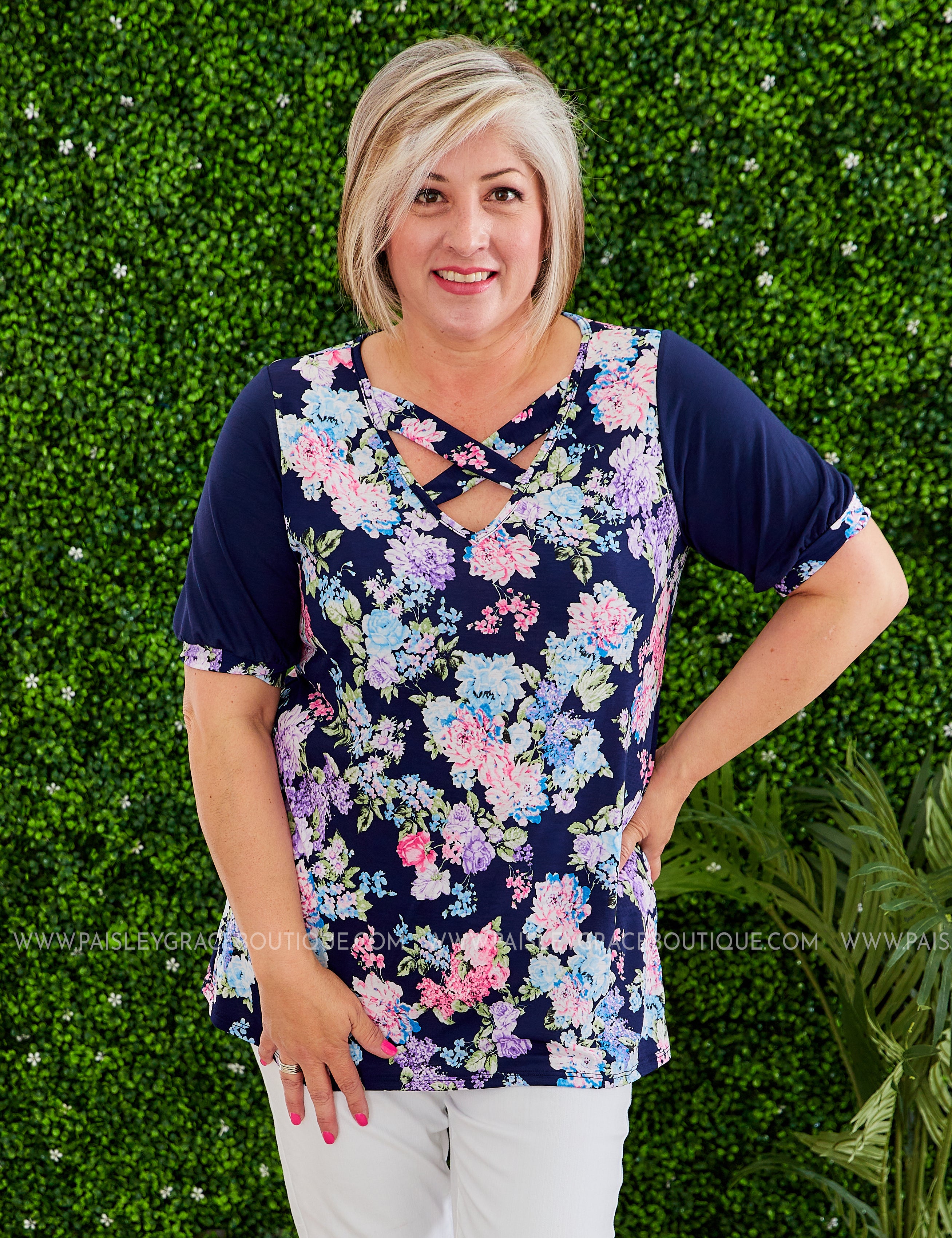 Faith in Floral Top - NAVY* LAST ONES FINAL SALE *