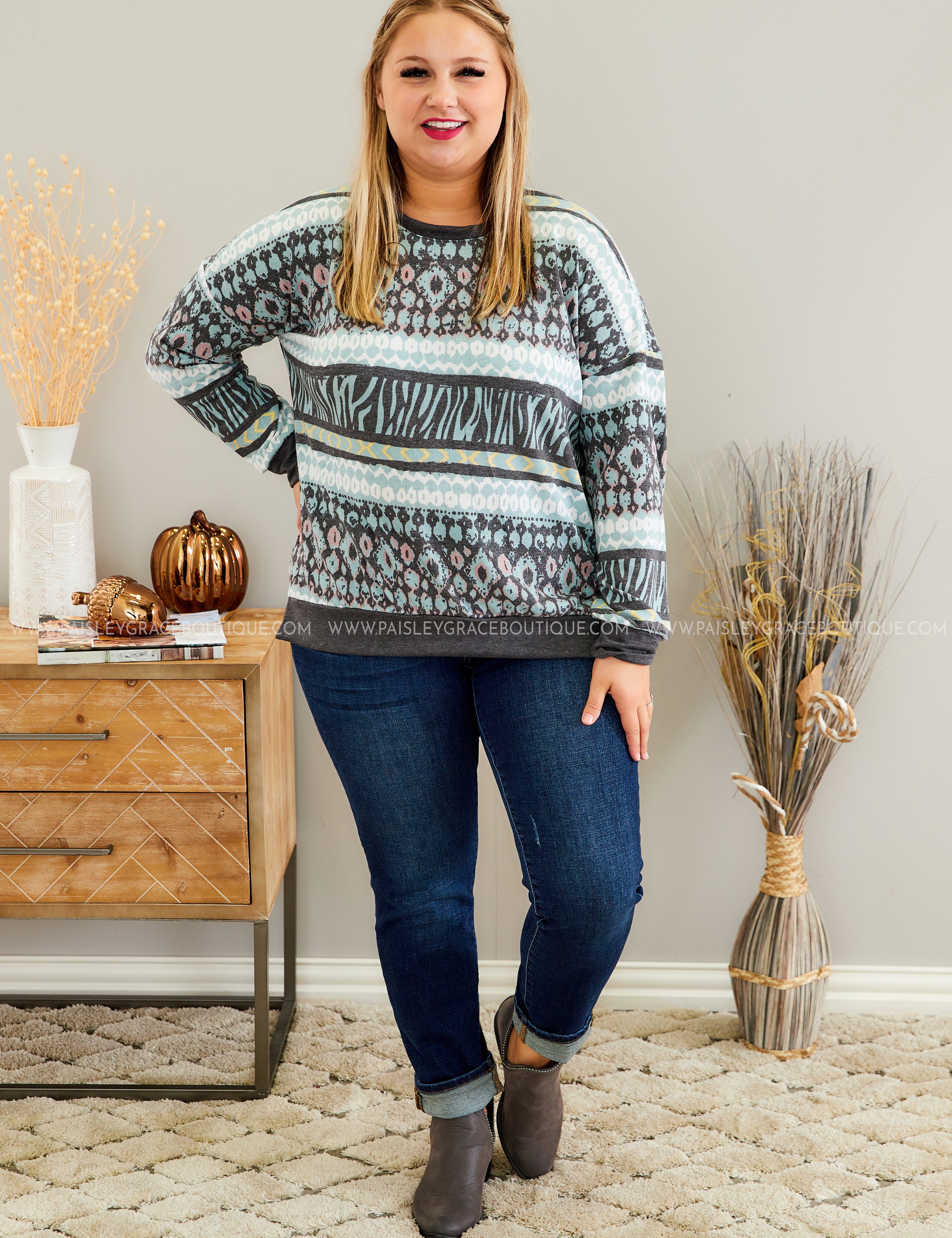Warm Embrace Top - TURQUOISE - LAST ONES FINAL SALE
