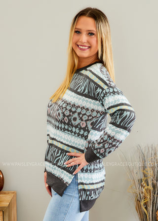 Warm Embrace Top - TURQUOISE  - FINAL SALE