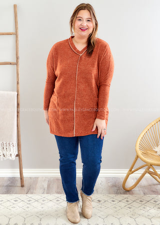 Just a Second Top - Rust - LAST ONE FINAL SALE