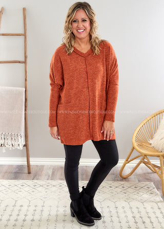 Just a Second Top - Rust - LAST ONE FINAL SALE