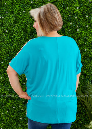 Giving Grace Top - TEAL  - FINAL SALE