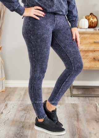 Hopeful Mind Leggings - BLUE GREY - LAST ONES FINAL SALE