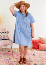 Load image into Gallery viewer, Positive Affirmations Dress - Denim - FINAL SALE
