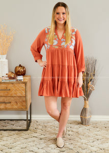 Fall Dreams Embroidered Dress - FINAL SALE
