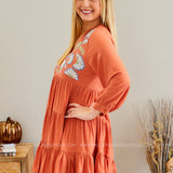 Fall Dreams Embroidered Dress - LAST ONES FINAL SALE