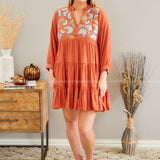 Fall Dreams Embroidered Dress - LAST ONES FINAL SALE