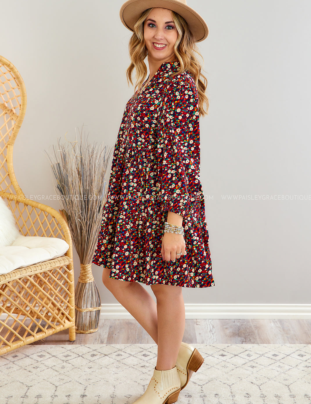 While We're Dancing Dress - Burgundy - LAST ONES FINAL SALE