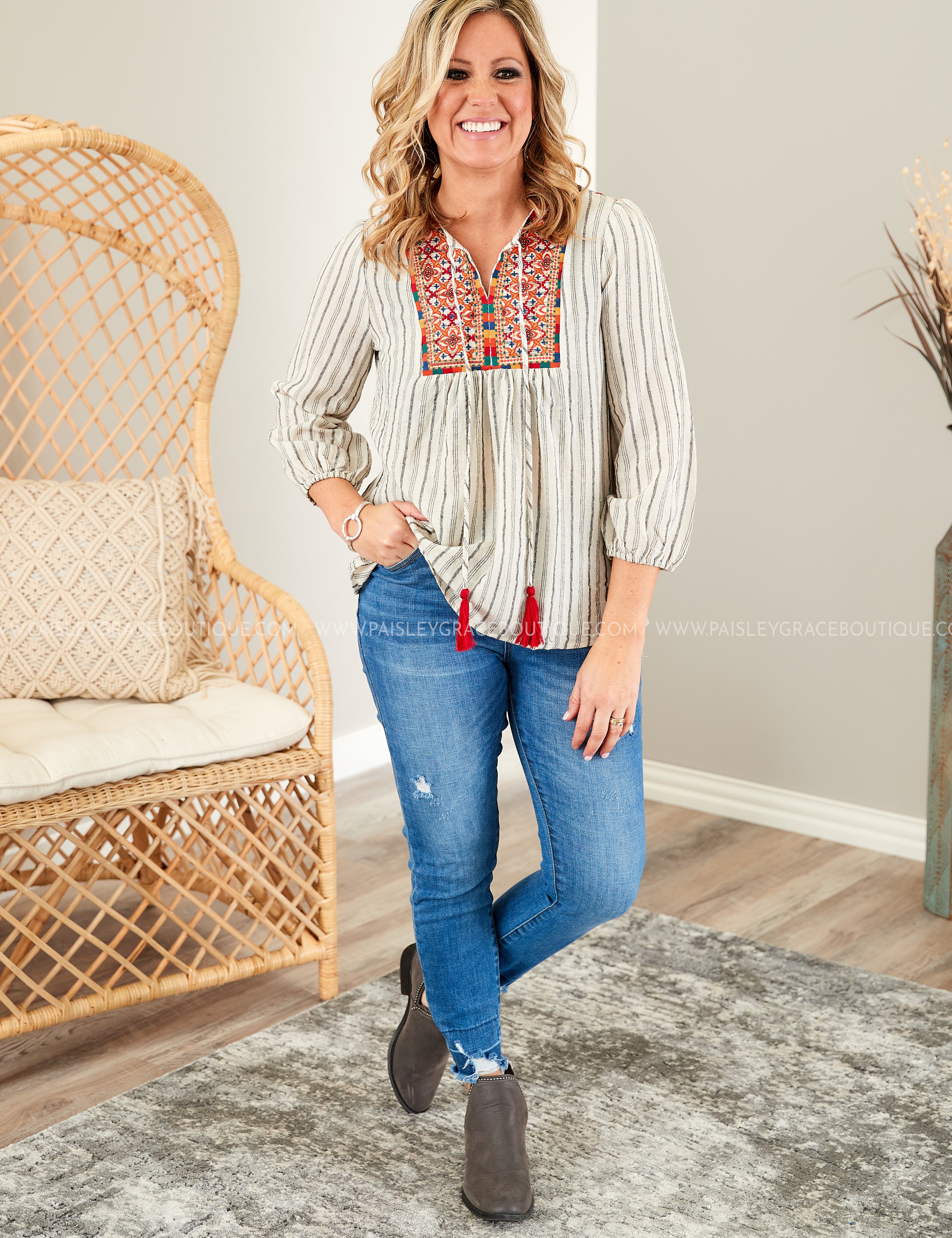 Corina Embroidered Top - LAST ONES FINAL SALE