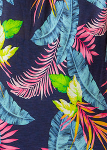 Sleeveless Tropical Leaf Print Knit Dress  - FINAL SALE