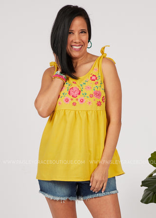 Patio Party Embroidered Top - FINAL SALE