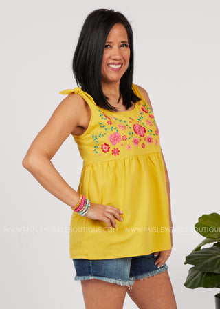 Patio Party Embroidered Top - FINAL SALE