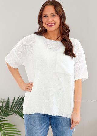 Middle of the Night Top - White - LAST ONES FINAL SALE