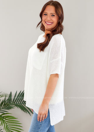 Middle of the Night Top - White - LAST ONES FINAL SALE